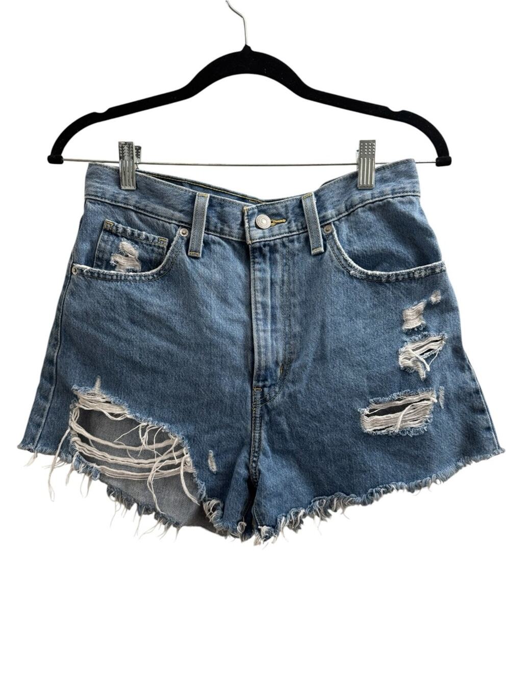 Levi's High Waisted Mom Distressed Denim Shorts
